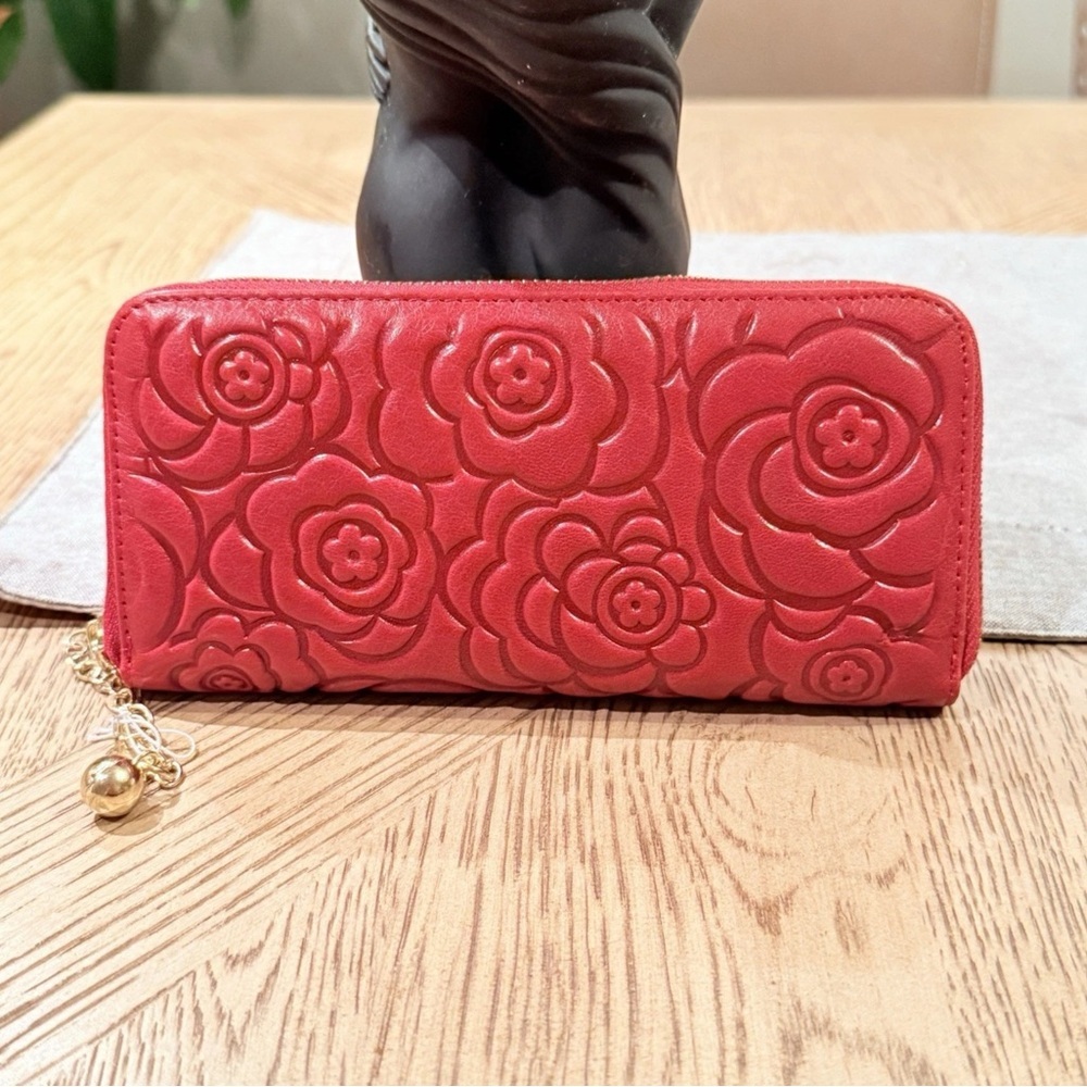 Genuine Leather Wallets Card Case Holder Money Clip Wallet (Jester Red)